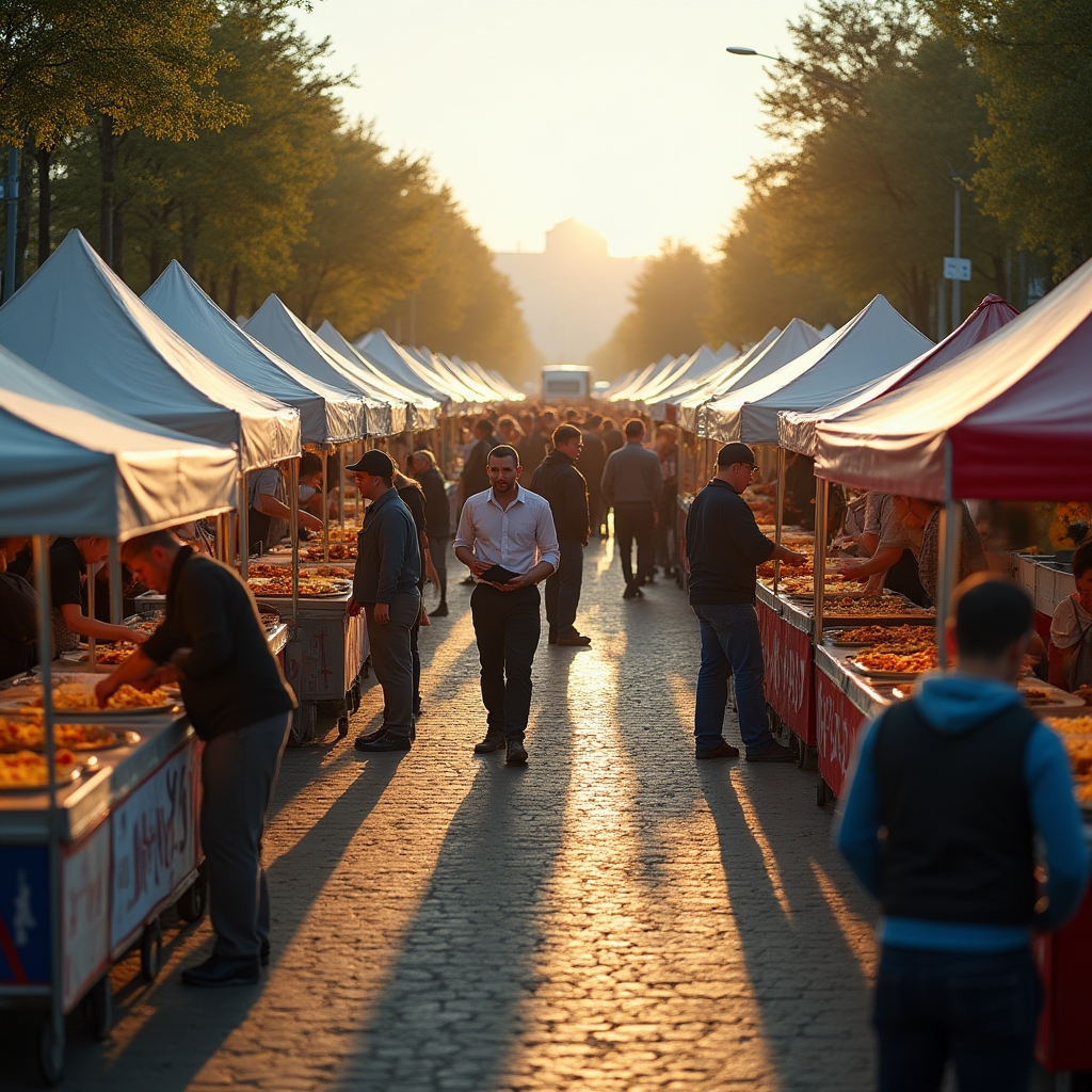 Festival de street food cu standuri gastronomice și public